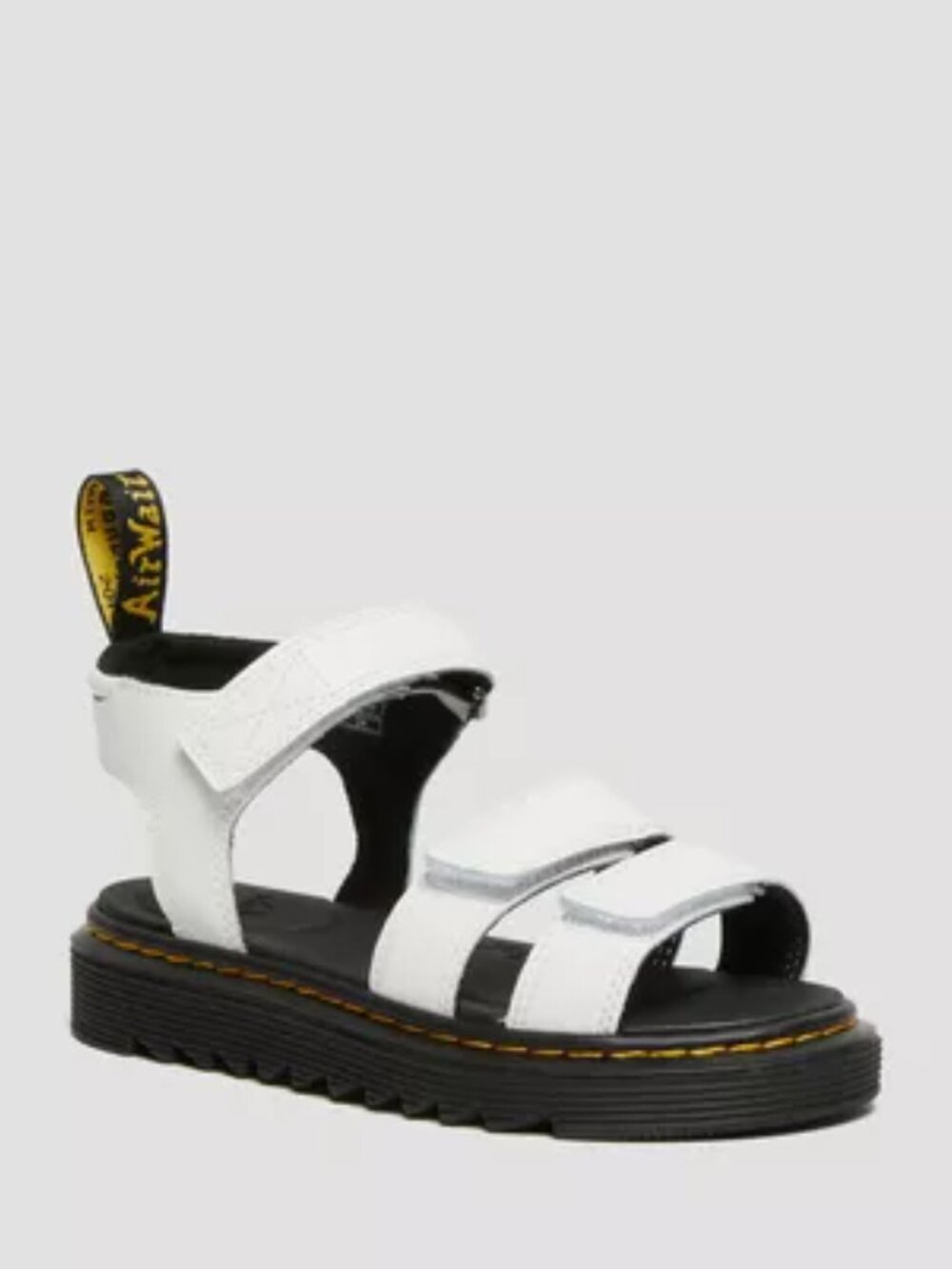 Dr. Martens Girl's White Black Vossie Leather Thick Sole Strappy Sandal Sz 12